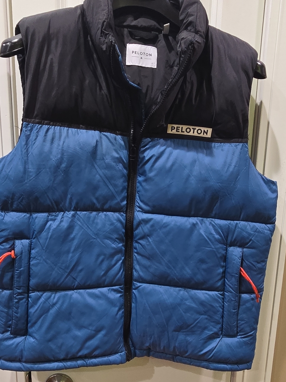 Peloton Black Quilted Puffer Vest with White Label